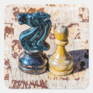 Chess Pawn and Knight - Veterans Square Sticker