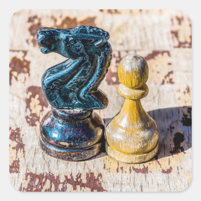 Chess Pawn and Knight - Veterans Square Sticker (Front)