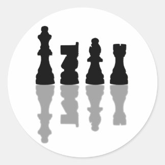 Chess peices reflection classic round sticker
