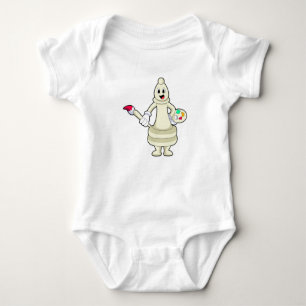 Chess piece Bishop as Painter with Brush & Colour Baby Bodysuit