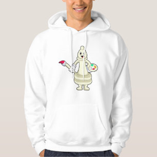 Chess piece Bishop as Painter with Brush & Colour Hoodie