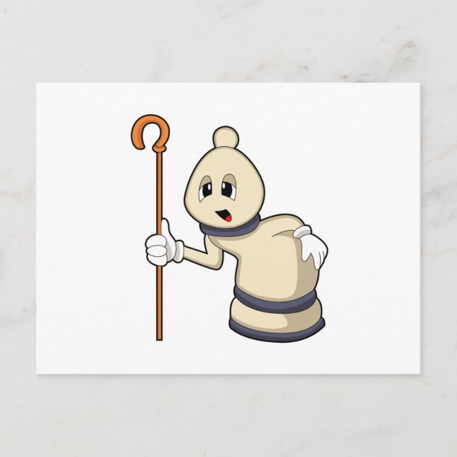 Chess piece Bishop at Chess Postcard (Front)