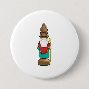 Chess piece Bishop Chess 7.5 Cm Round Badge
