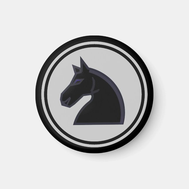 Chess Piece Black Knight Magnet (Front)
