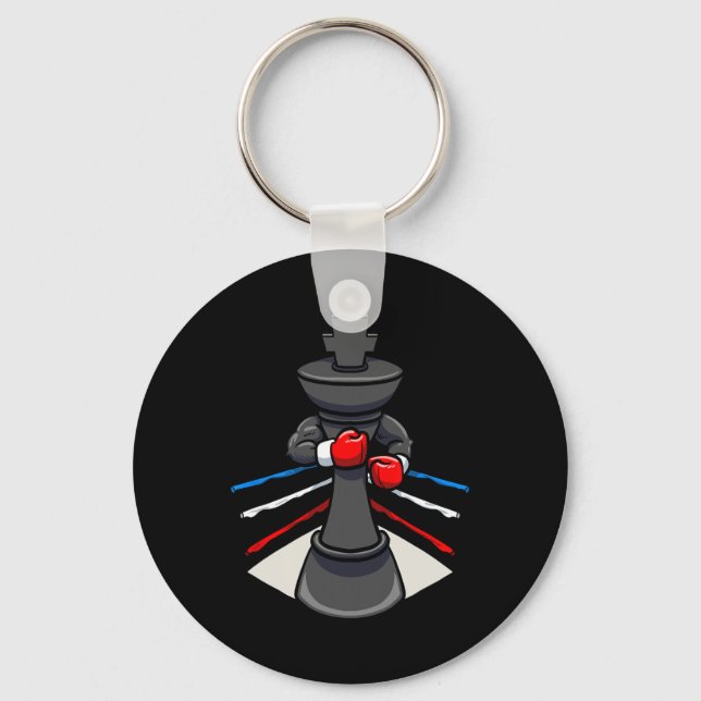 Chess Piece Boxer Boxing Gloves King  Key Ring (Front)