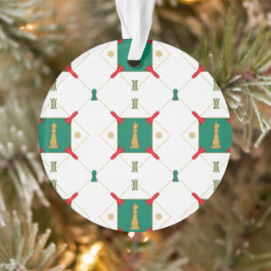 Chess Piece Christmas Art - King Rook Snowflakes Ornament