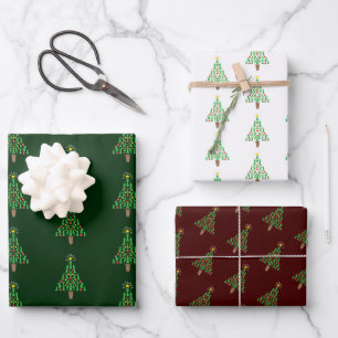 Chess Piece Christmas Tree Wrapping Paper Sheet
