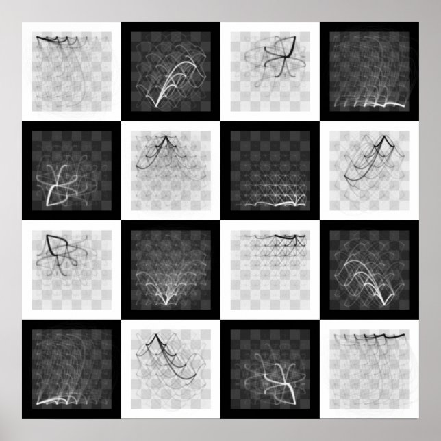 Chess Piece Journeys (Black and White Pieces) Poster (Front)