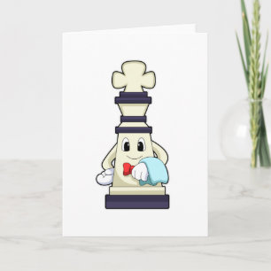 Chess piece King as Waiter with Towel Card