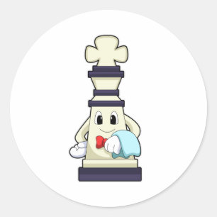 Chess piece King as Waiter with Towel Classic Round Sticker