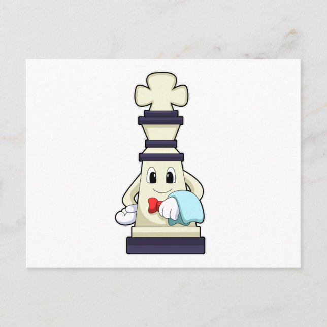 Chess piece King as Waiter with Towel Postcard (Front)