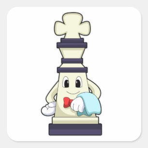 Chess piece King as Waiter with Towel Square Sticker