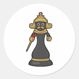 Chess piece King at Chess with Staff Classic Round Sticker