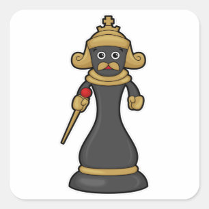 Chess piece King at Chess with Staff Square Sticker