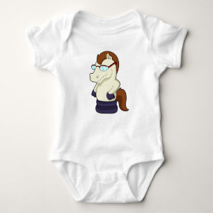 Chess piece Knight as Horse with Sunglasses Baby Bodysuit