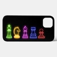 Chess Piece Neon Lights Black