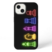 Chess Piece Neon Lights Black