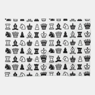 Chess Piece Pattern Tea Towel