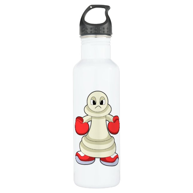 Chess piece Pawn as Boxer with Boxing gloves 710 Ml Water Bottle (Front)