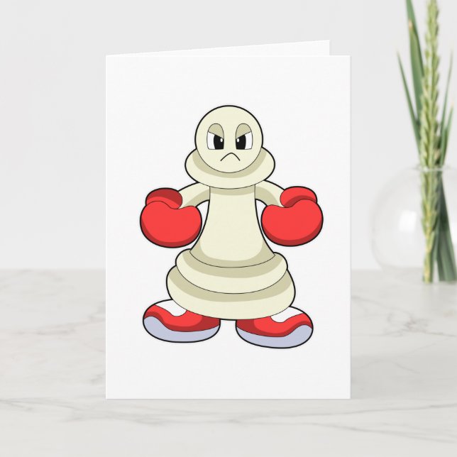 Chess piece Pawn as Boxer with Boxing gloves Card (Front)