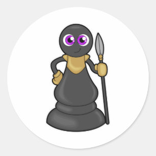 Chess piece Pawn at Chess with Spear Classic Round Sticker