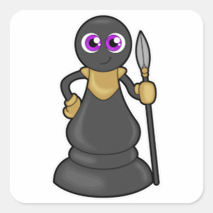 Chess piece Pawn at Chess with Spear Square Sticker