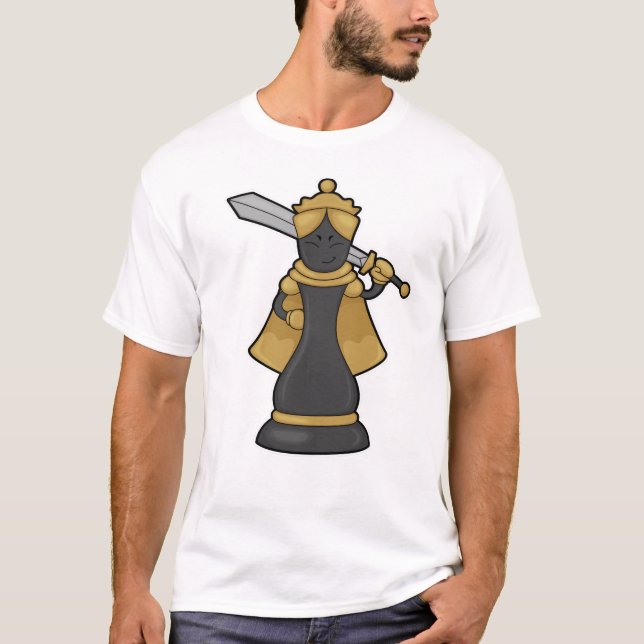 Chess piece Queen at Chess with Sword T-Shirt (Front)