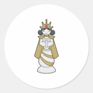 Chess piece Queen Crown Chess Classic Round Sticker