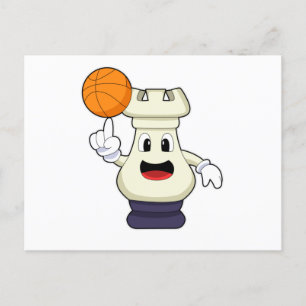 Chess piece Rook at Basketball Sports Postcard