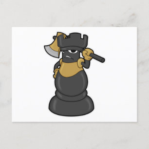 Chess piece Rook at Chess with Axe Postcard