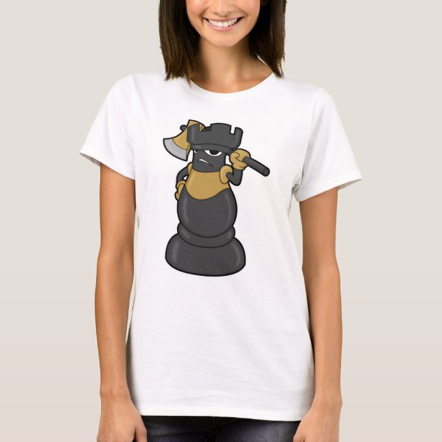 Chess piece Rook at Chess with Axe T-Shirt (Front)