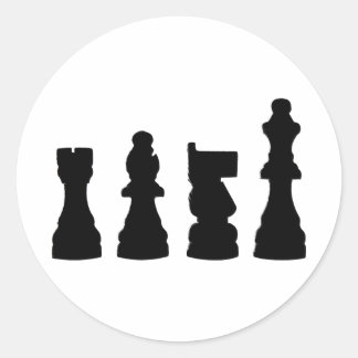 Chess piece silhouette design classic round sticker