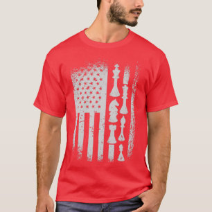 Chess Pieces American Flag Chess Player T-Shirt