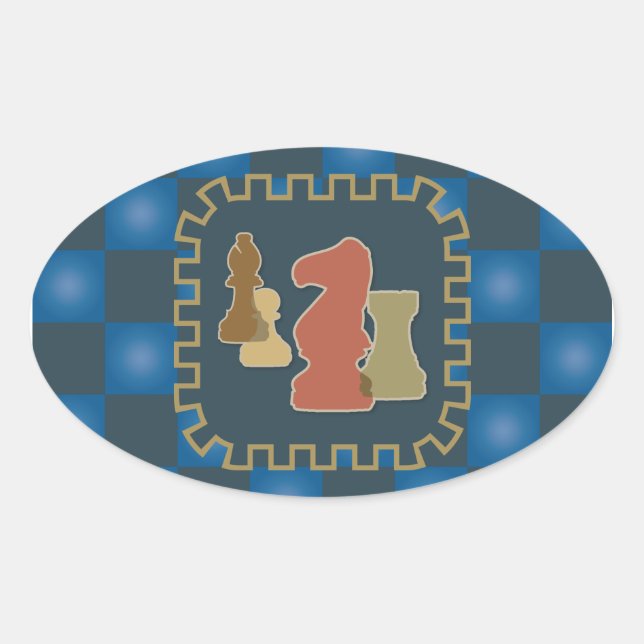 Chess Pieces Blue Sticker (Front)