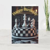 Chess Pieces Cake Birthday Card