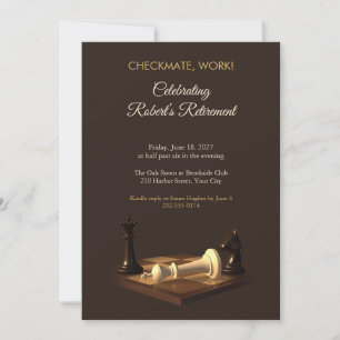Chess Pieces Checkmate Retirement Invitation