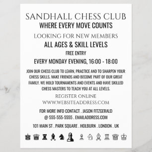 Chess Pieces, Chess Club Advertising Flyer