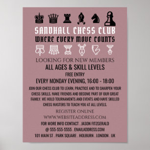Chess Pieces, Chess Club Advertising Poster