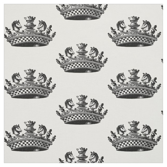 Chess Pieces Crown Black Fabric (Swatch)