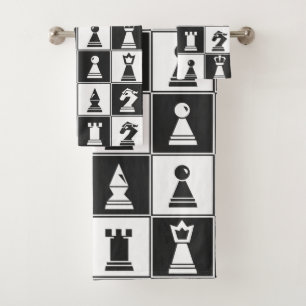 Chess Pieces Design Bath Towel Set