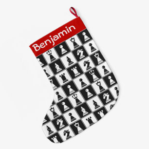 Chess Pieces Design Large Christmas Stocking