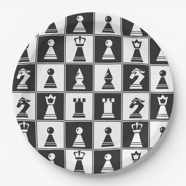 Chess Pieces Design Paper Plate (Front)