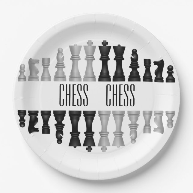 Chess Pieces Design Paper Plate (Front)