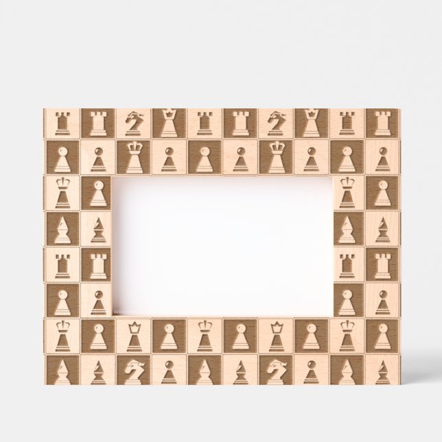 Chess Pieces Etched Picture Frame  (Front)