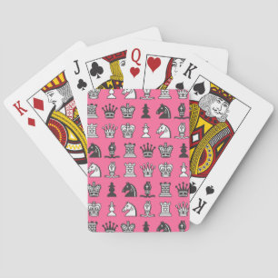 Chess Pieces in Rows Pink Playing Cards