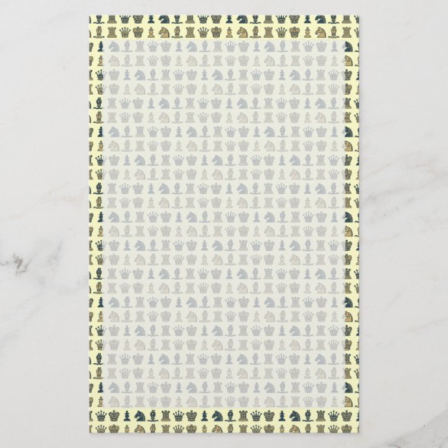 Chess Pieces in Rows Stationery (Front)