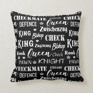 Chess Pieces Knight Queen Rook King Pattern Cushion