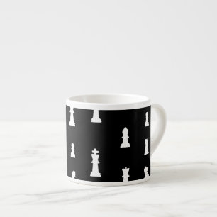 Chess pieces pattern - black and white espresso cup