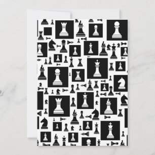 Chess Pieces Pattern - Black and white Holiday Card