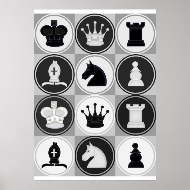 Chess Pieces Pattern Poster (Front)